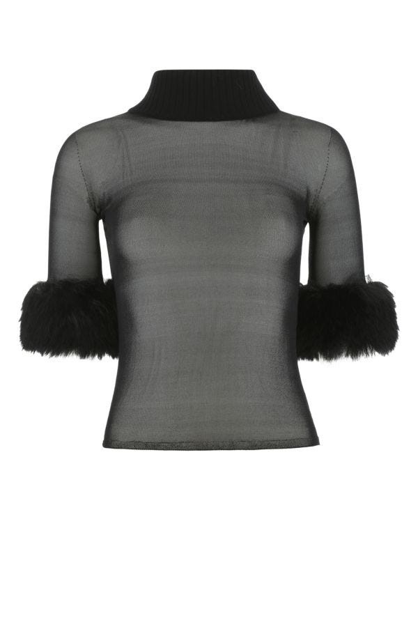 Saint Laurent Woman Black Silk Top - 1