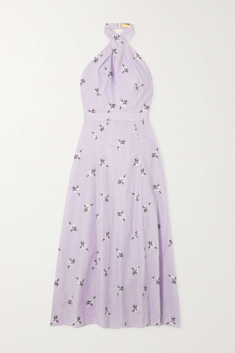 Erdem Selene embroidered cotton and linen-blend halterneck midi dress -  CR23_21694LECL SELENE DRESS | REVERSIBLE