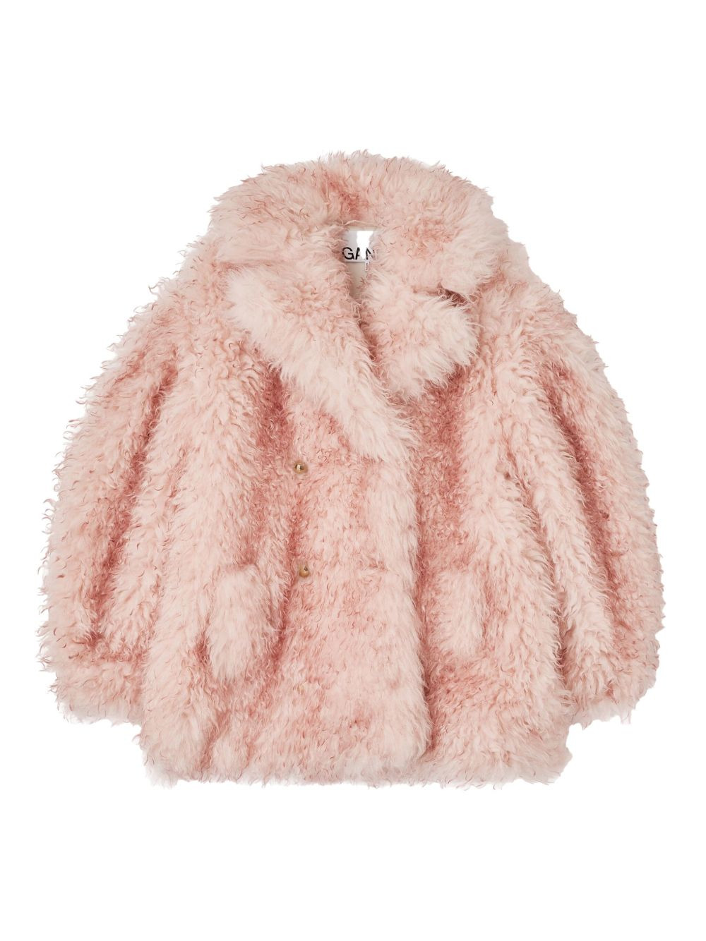 teddy-textured double-breasted coat - 1
