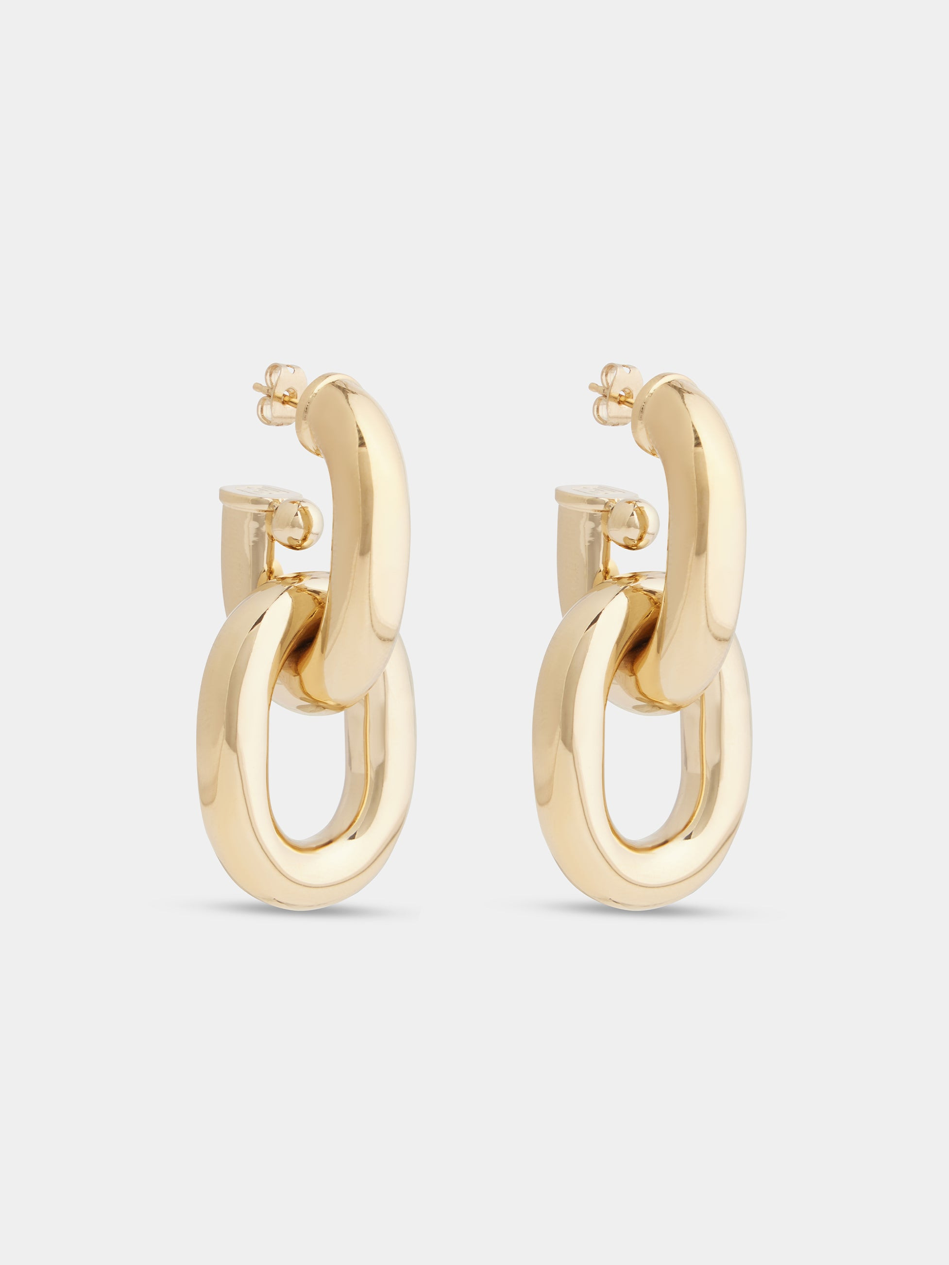 GOLD DOUBLE XL LINK EARRINGS - 4