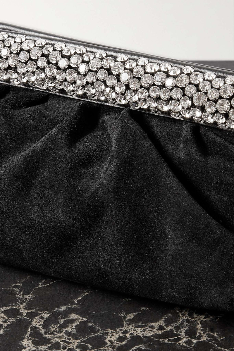 Luzes crystal-embellished leather and suede shoulder bag 4