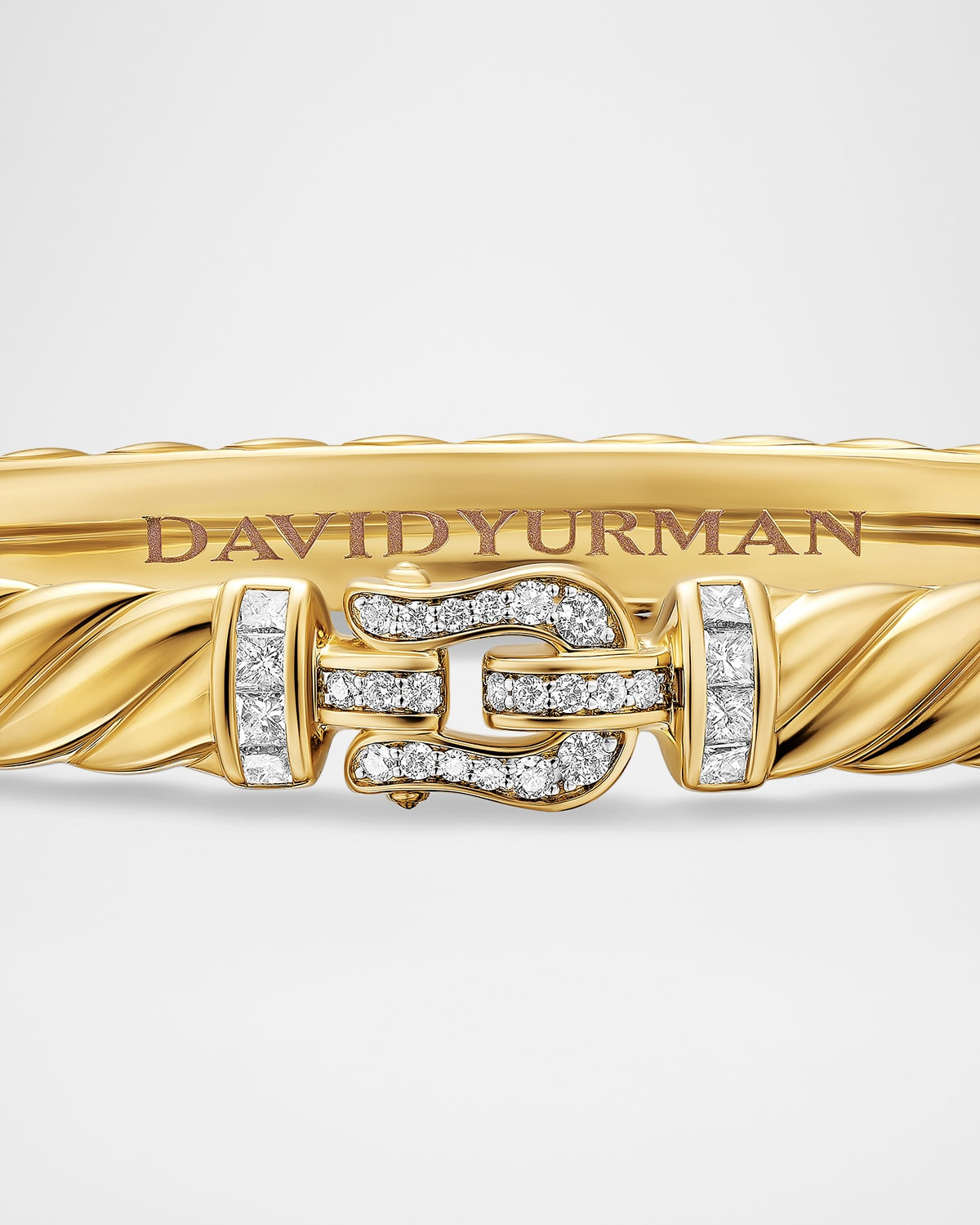 Sculpted Cable Buckle Bracelet with Diamonds in 18K Gold, 6mm - 4