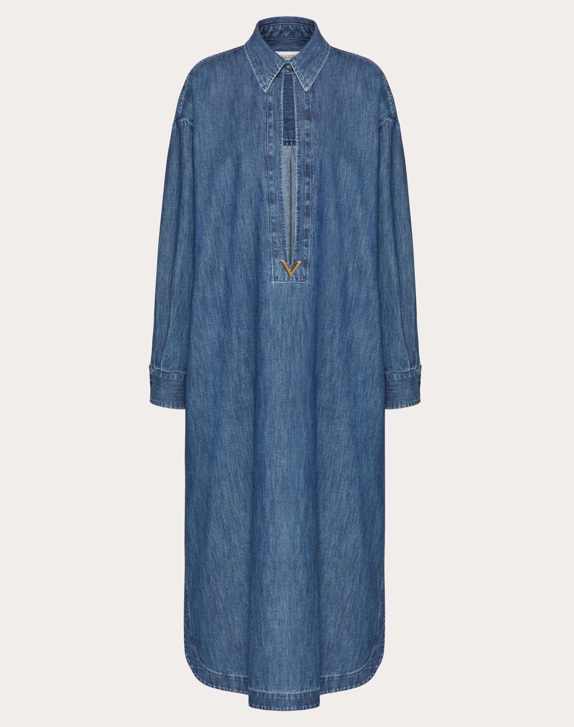 VGOLD DENIM CHAMBRAY LONG KAFTAN - 1