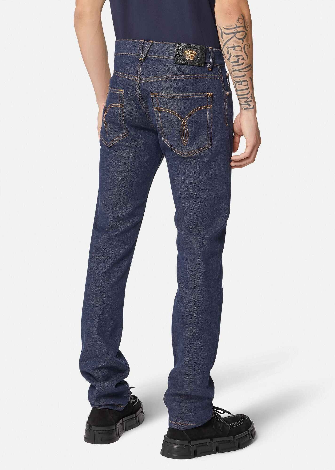 Slim Fit Dark Blue Jeans - 4