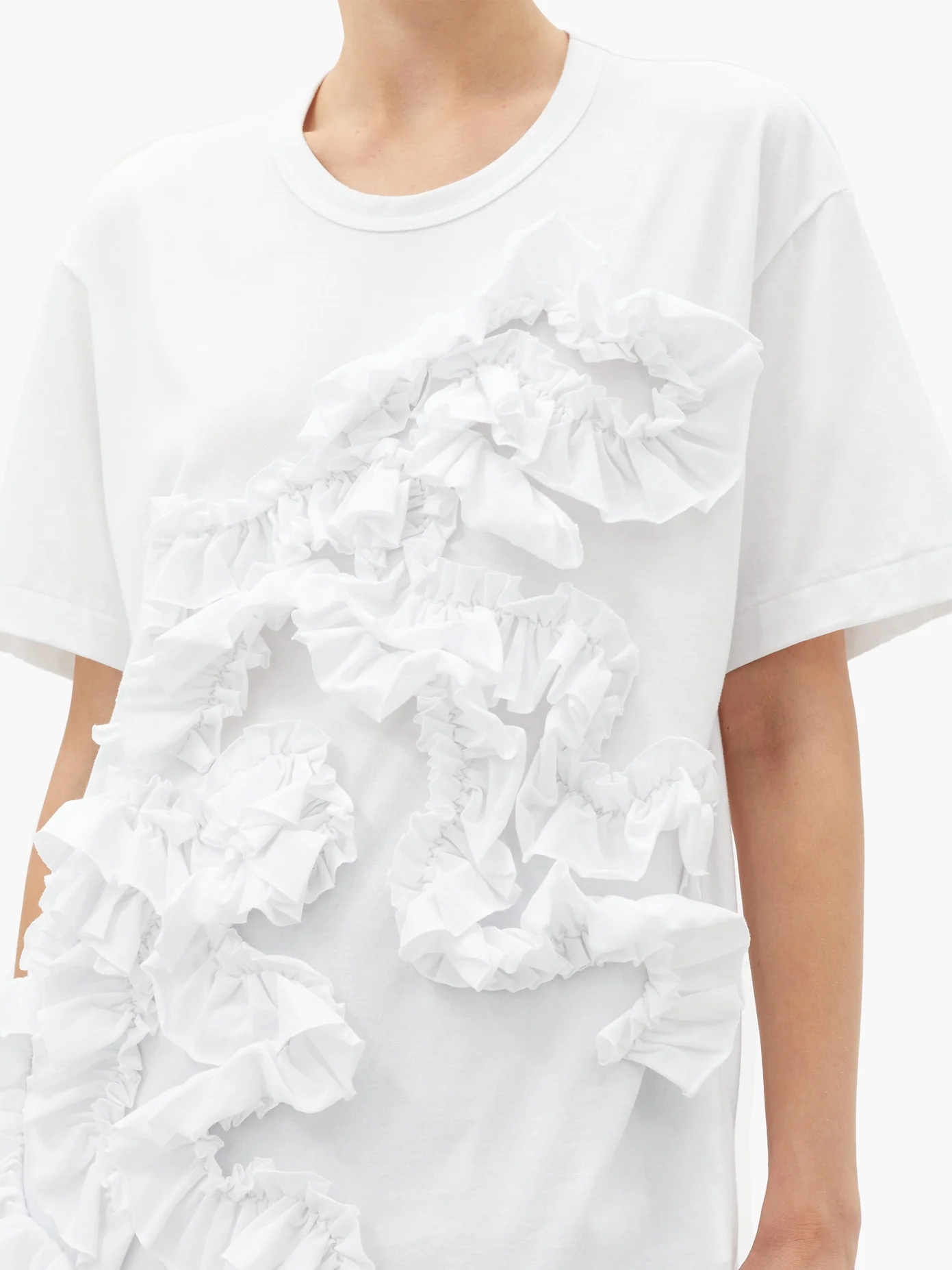 Ruffle-appliqué cotton-jersey T-shirt - 3