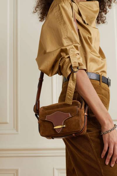 Isabel Marant Wasy leather-trimmed suede shoulder bag outlook