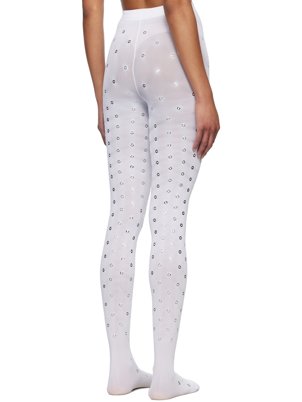 White Eyelet Tights - 3