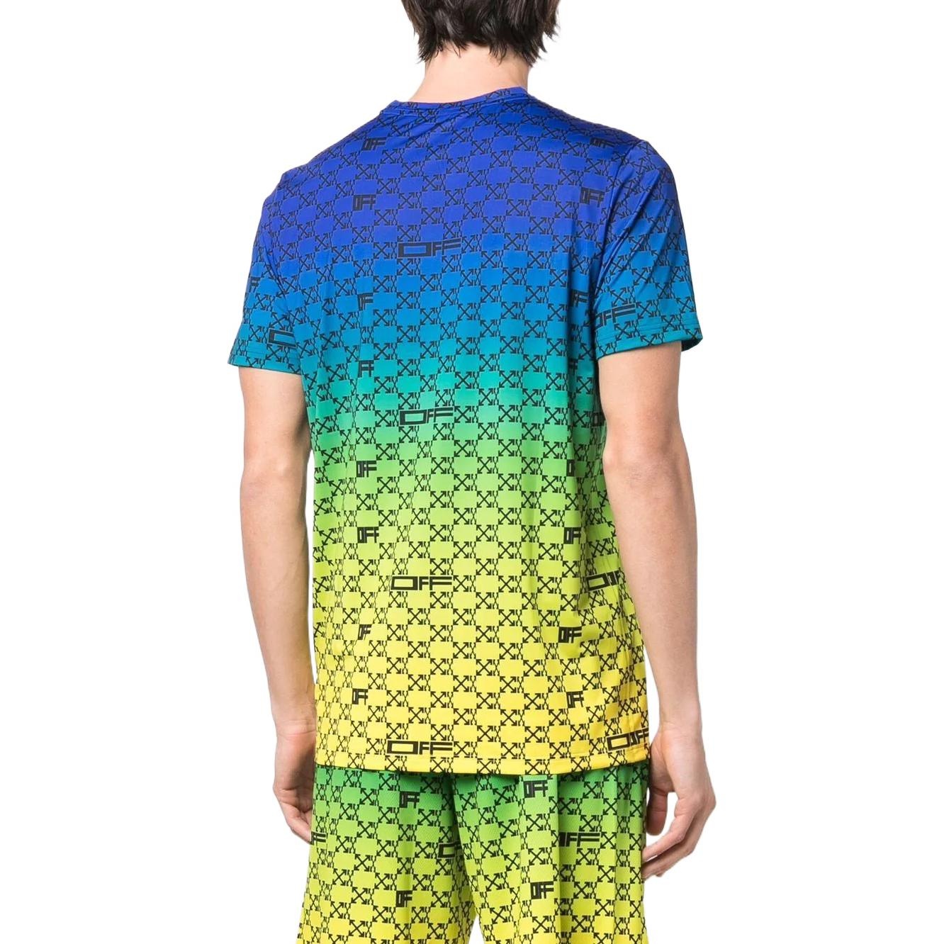 Off-White SS22 Alphabet Geometry Pattern Full Print Gradient Short Sleeve Blue OMVA034S22FAB0018410 - 4