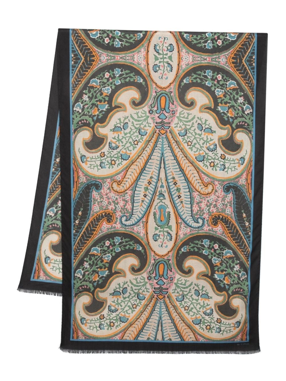 paisley-print frayed-hem scarf - 1