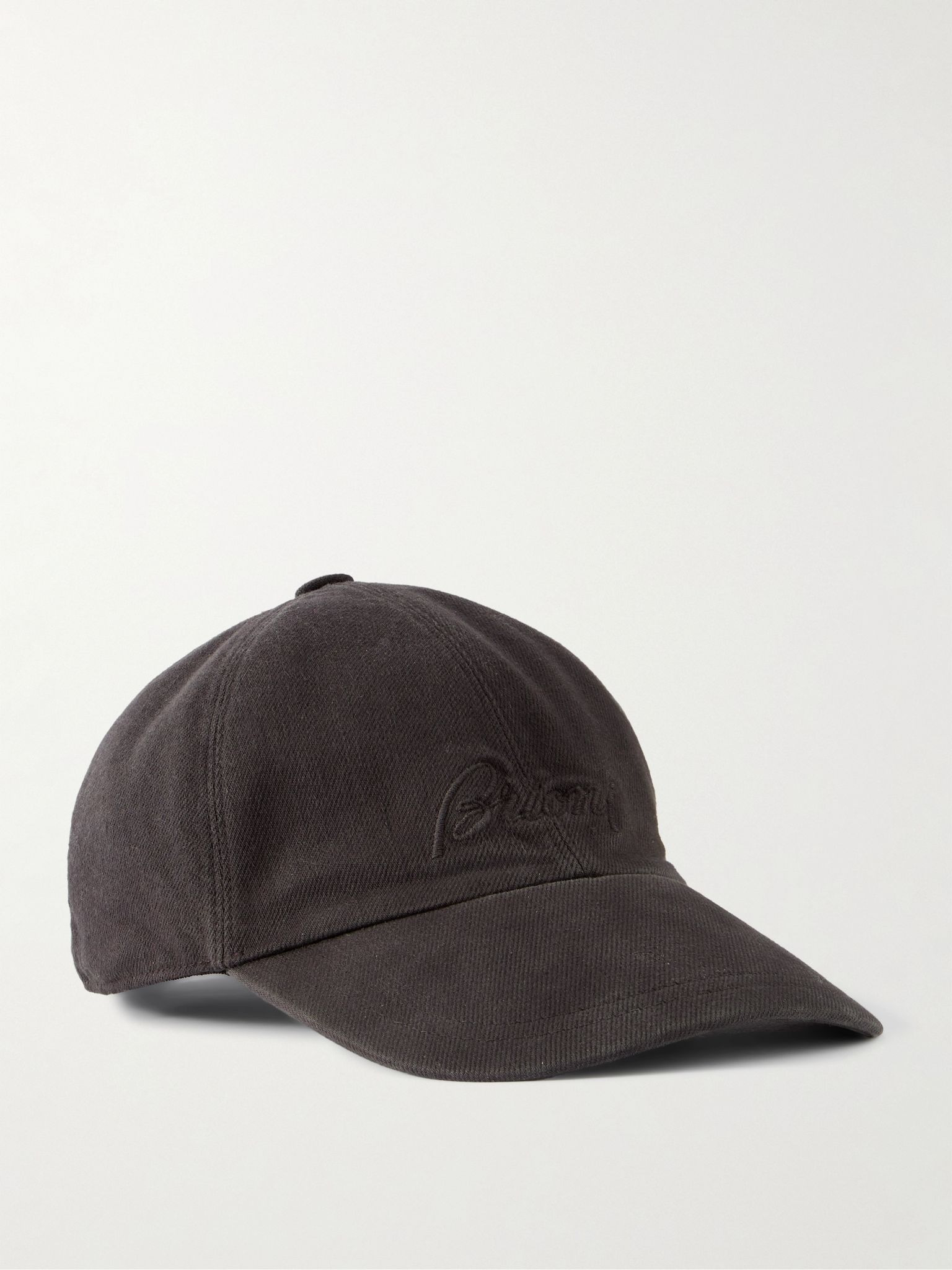 Logo-Embroidered Stretch Cotton and Cashmere-Blend Baseball Cap Brown - 1