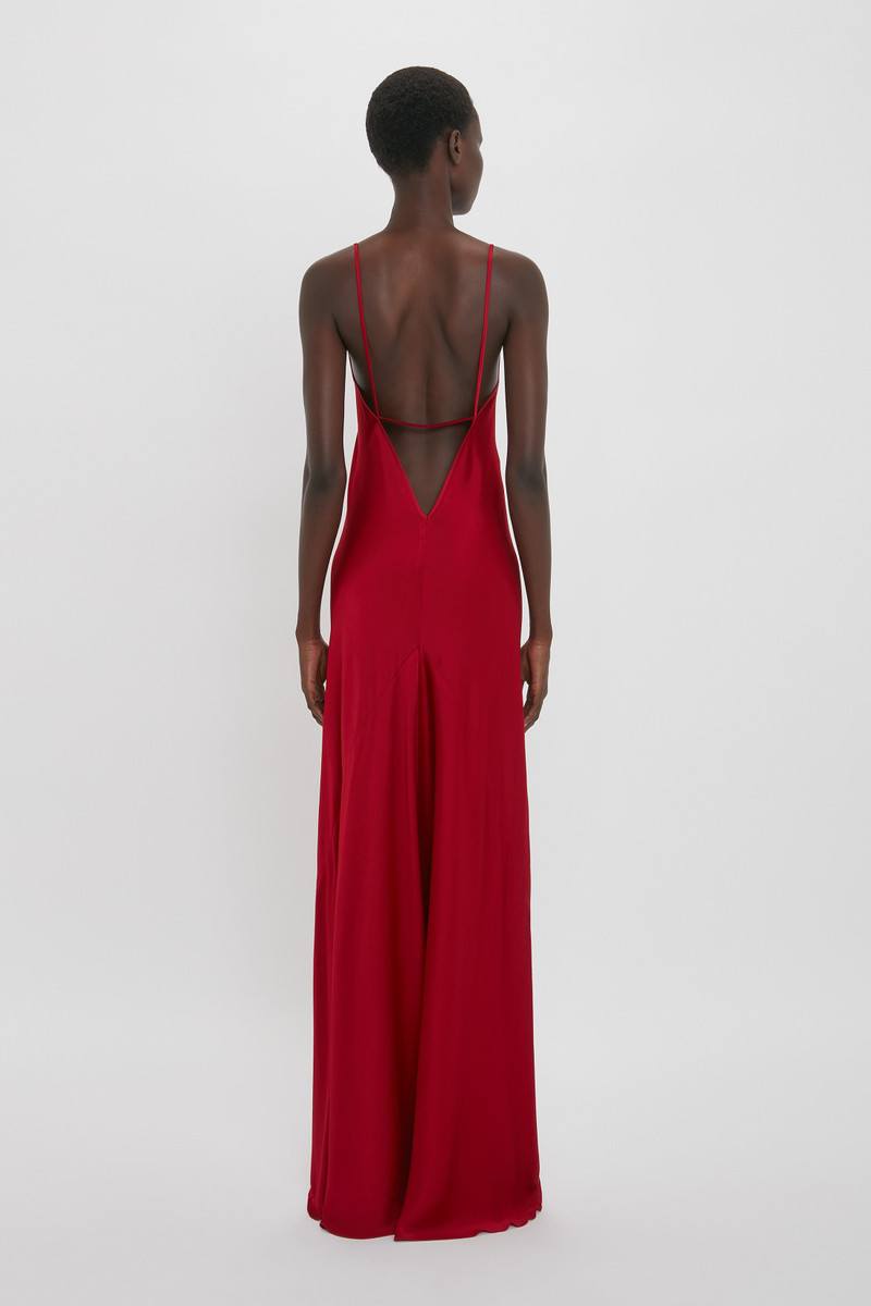 Victoria Beckham Low Back Cami Floor-Length Dress In Poppy Red -  1224WDR005234A-POPPY-RED-4 | REVERSIBLE