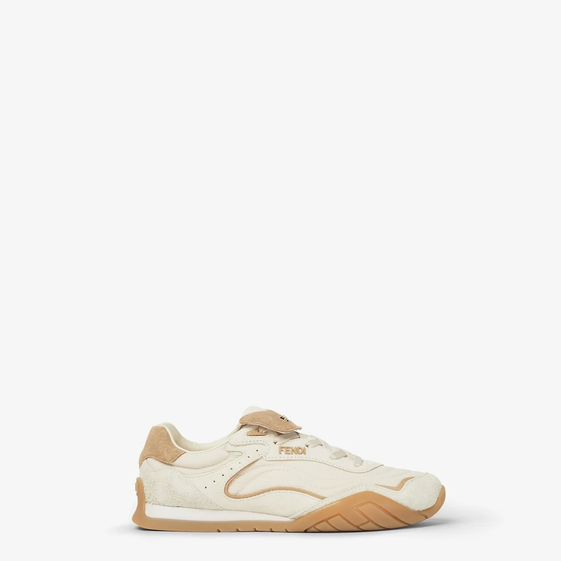 Fendi Wave Pulse White and beige suede low-tops - 1