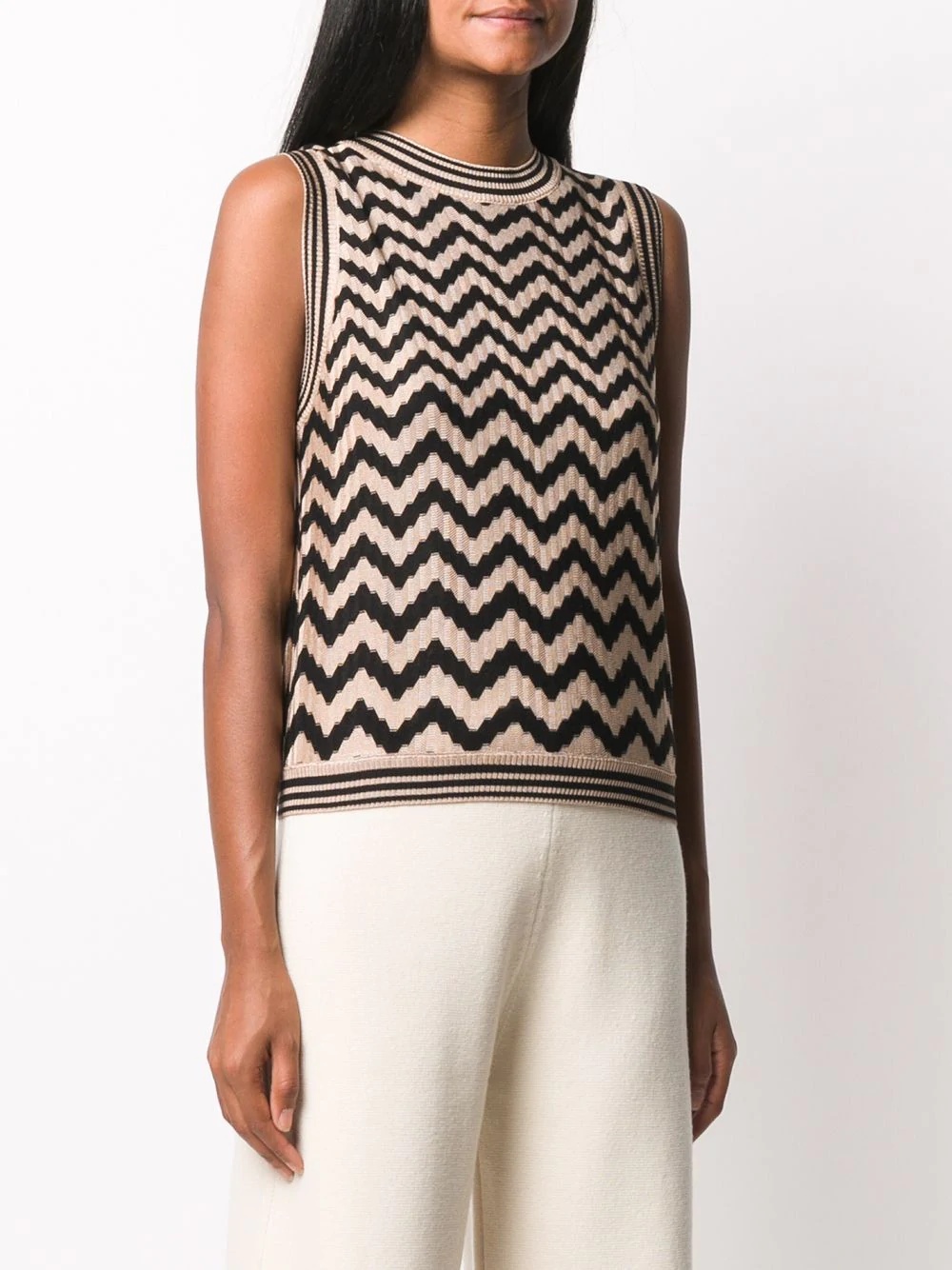 geometric pattern knitted top - 3