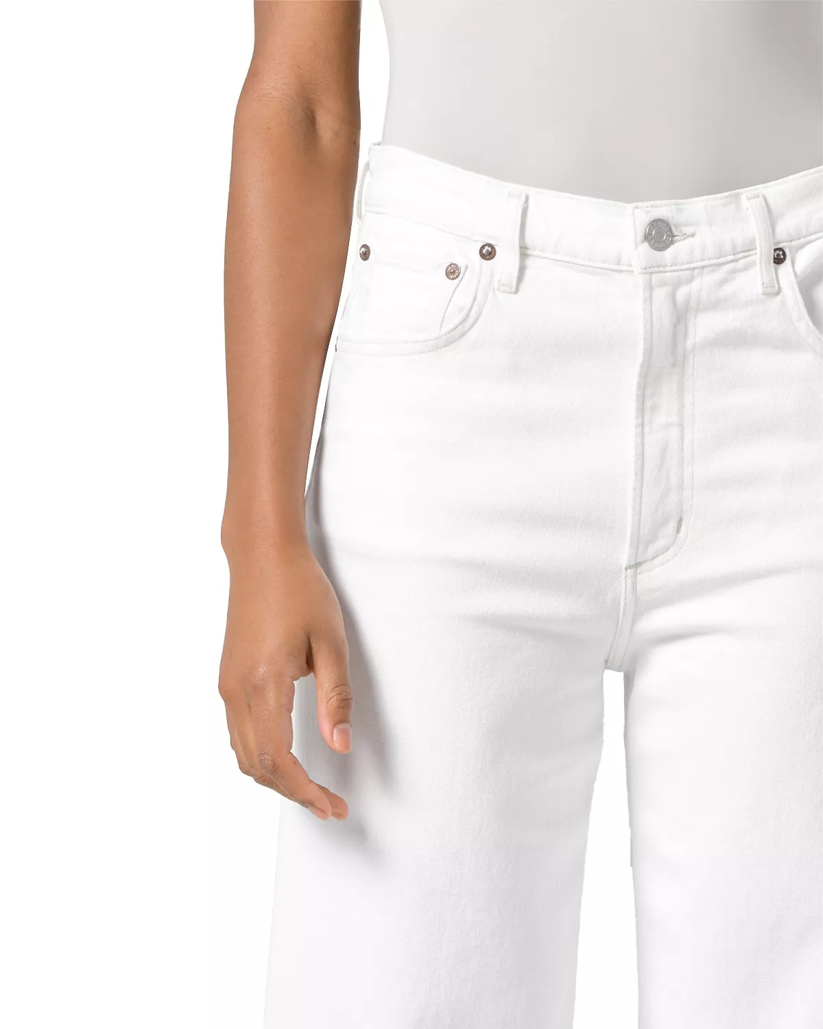Ren High Rise Wide Leg Jeans in White Wash - 5