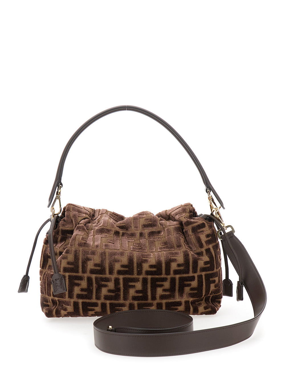 Fendi Women 'Mamma Baguette Medium' Brown Shoulder Bag With Ff Closure On The Front In Fabric Woman - 4