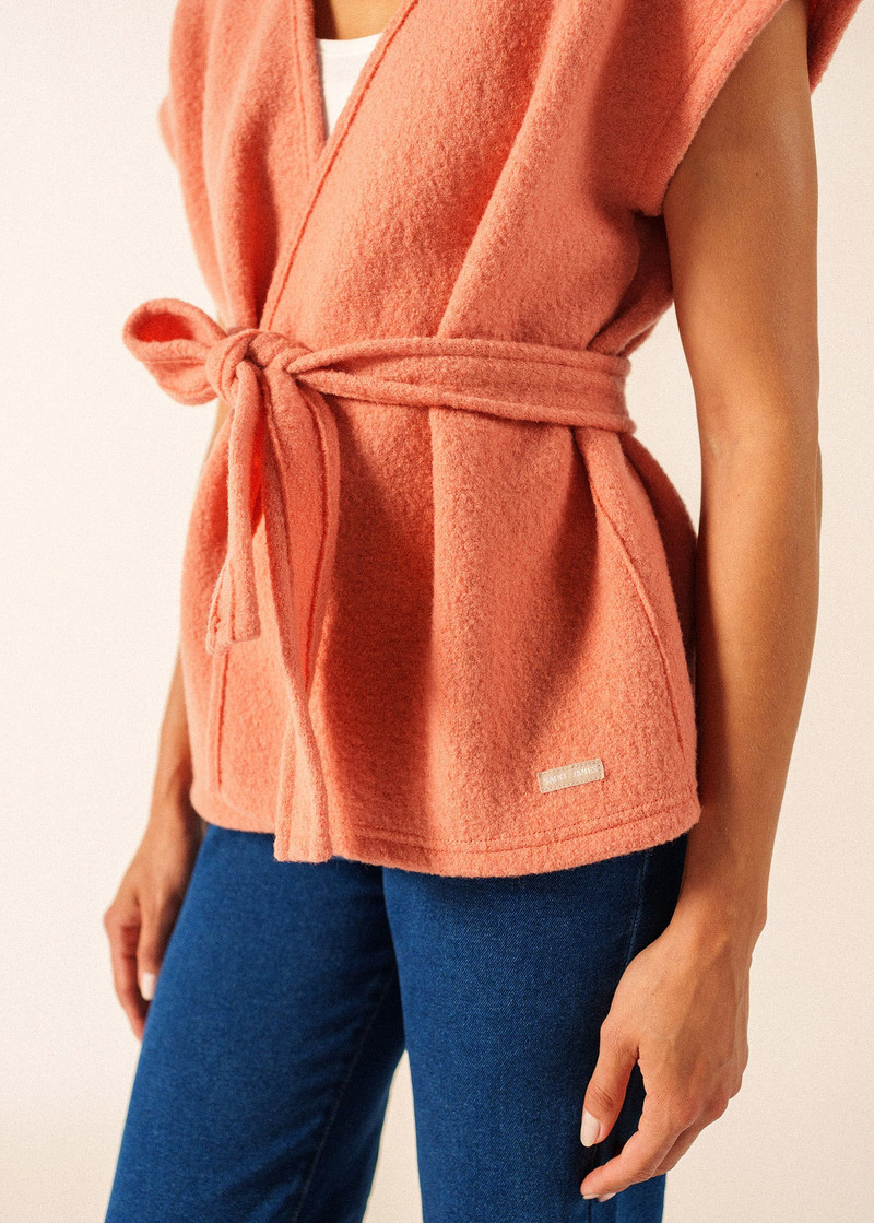 LANDEMER Boiled Wool Sleeveless Kimono Jacket 6