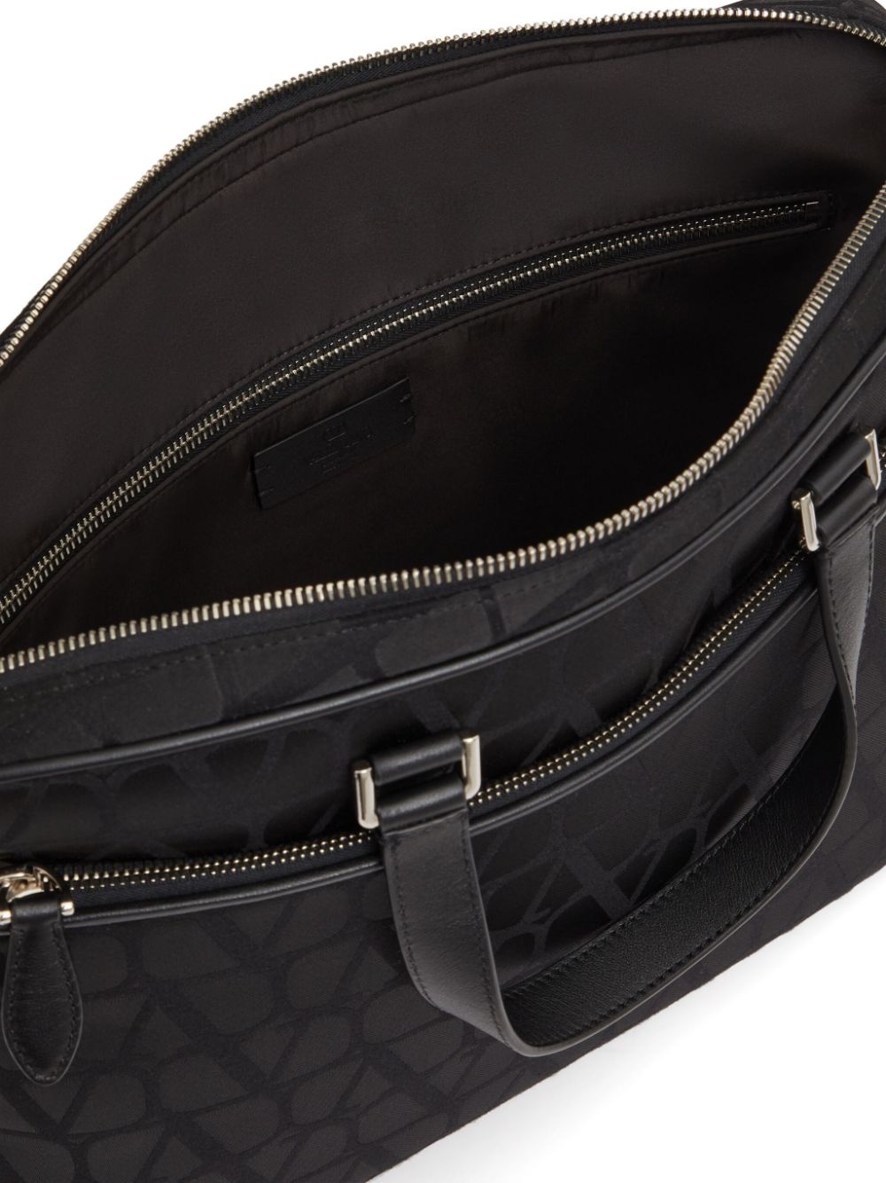 VLogo leather-trim laptop bag - 6