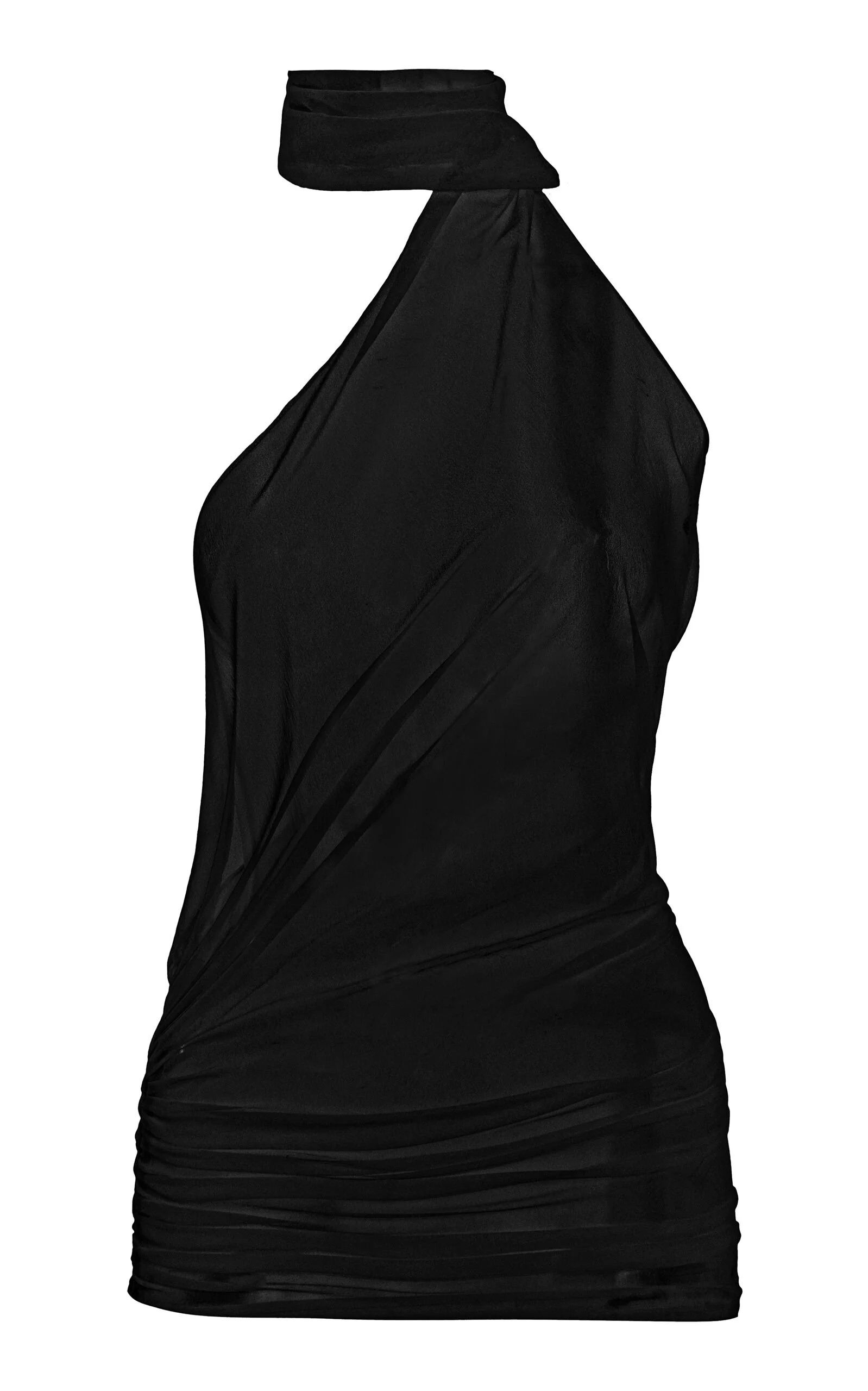 Ruched Tulle Sleeveless Top black - 1