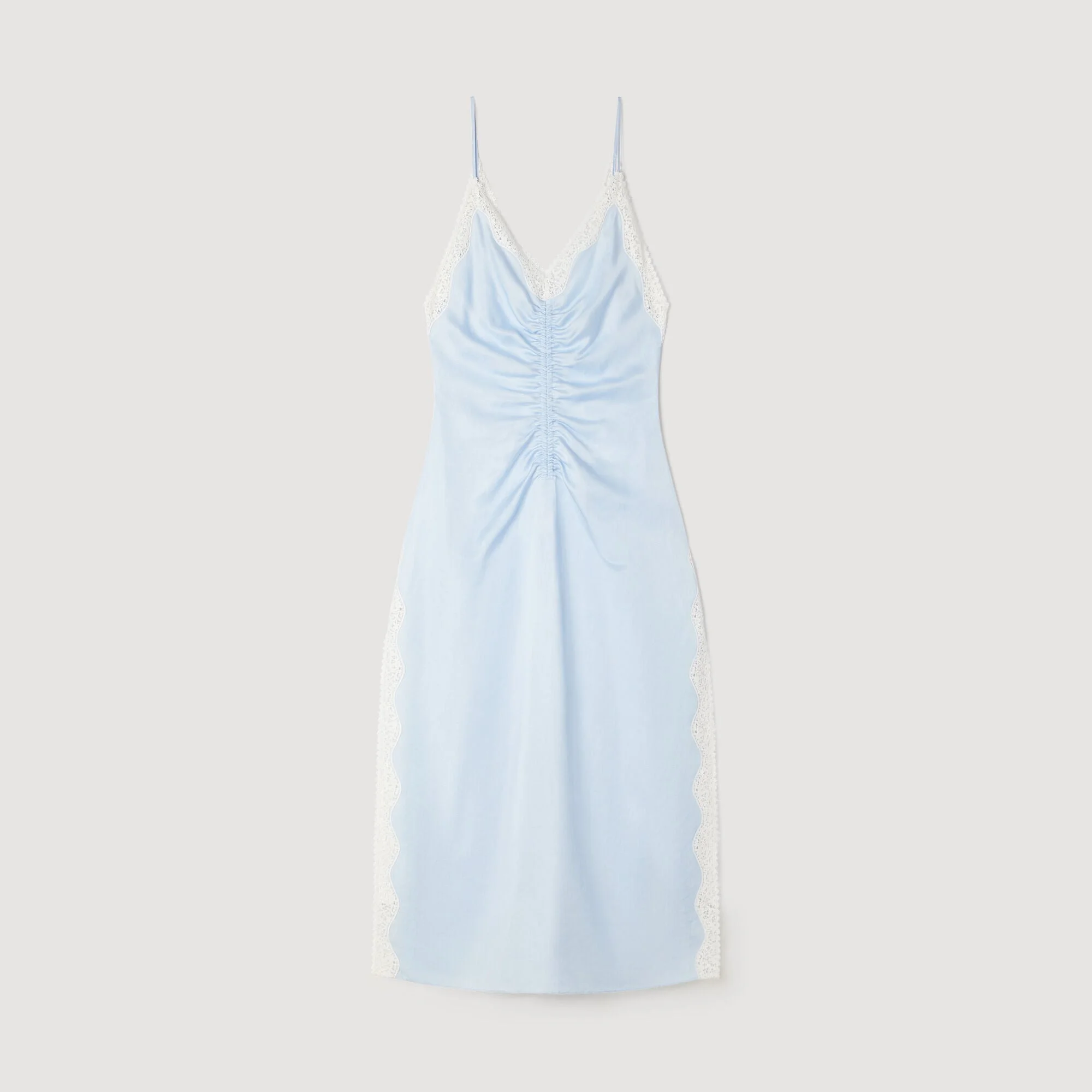 SATIN-EFFECT MAXI DRESS WITH STRAPS - 1