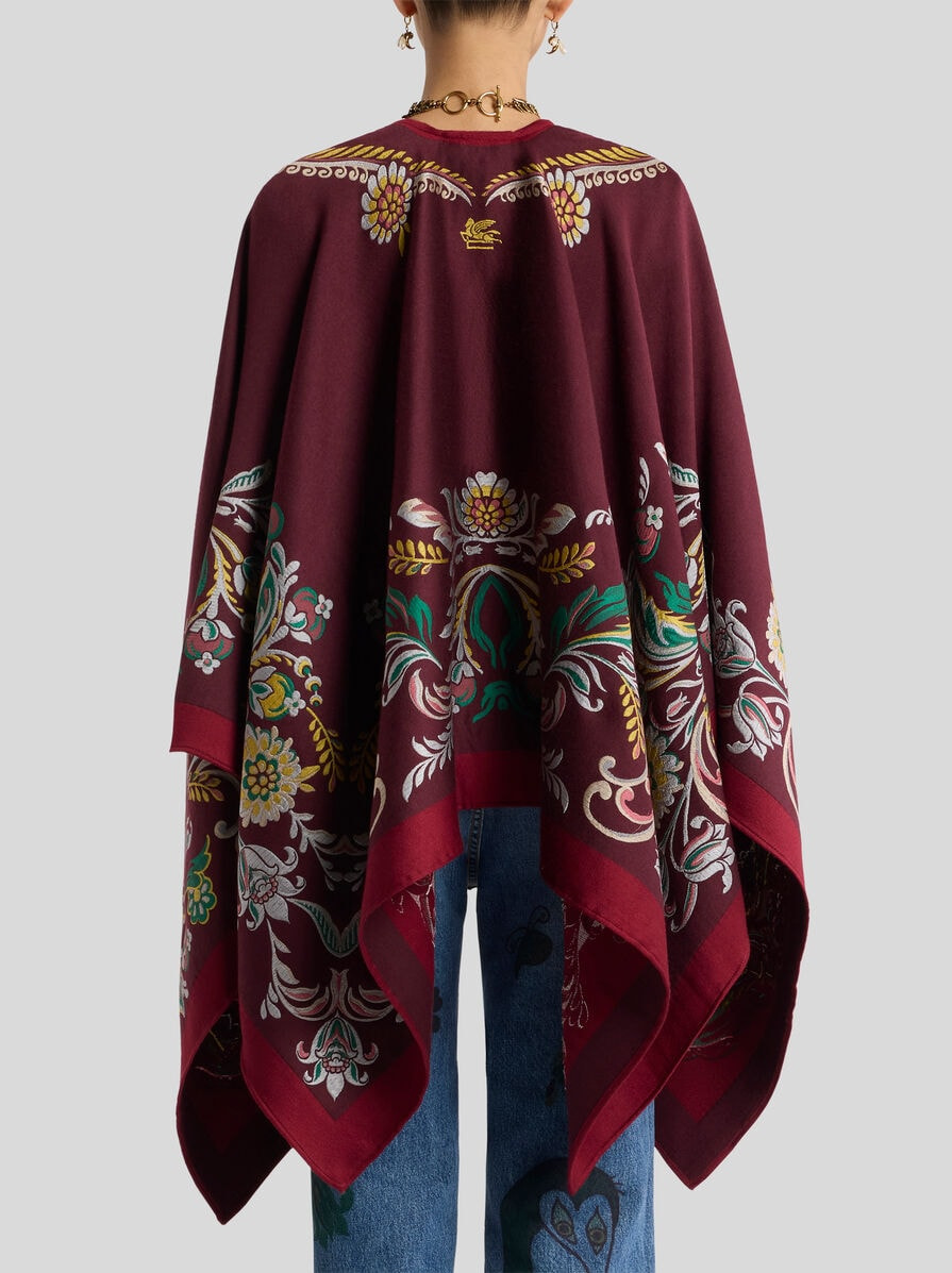 WOOL-BLEND CAPE WITH FLORAL JACQUARD MOTIF - 5