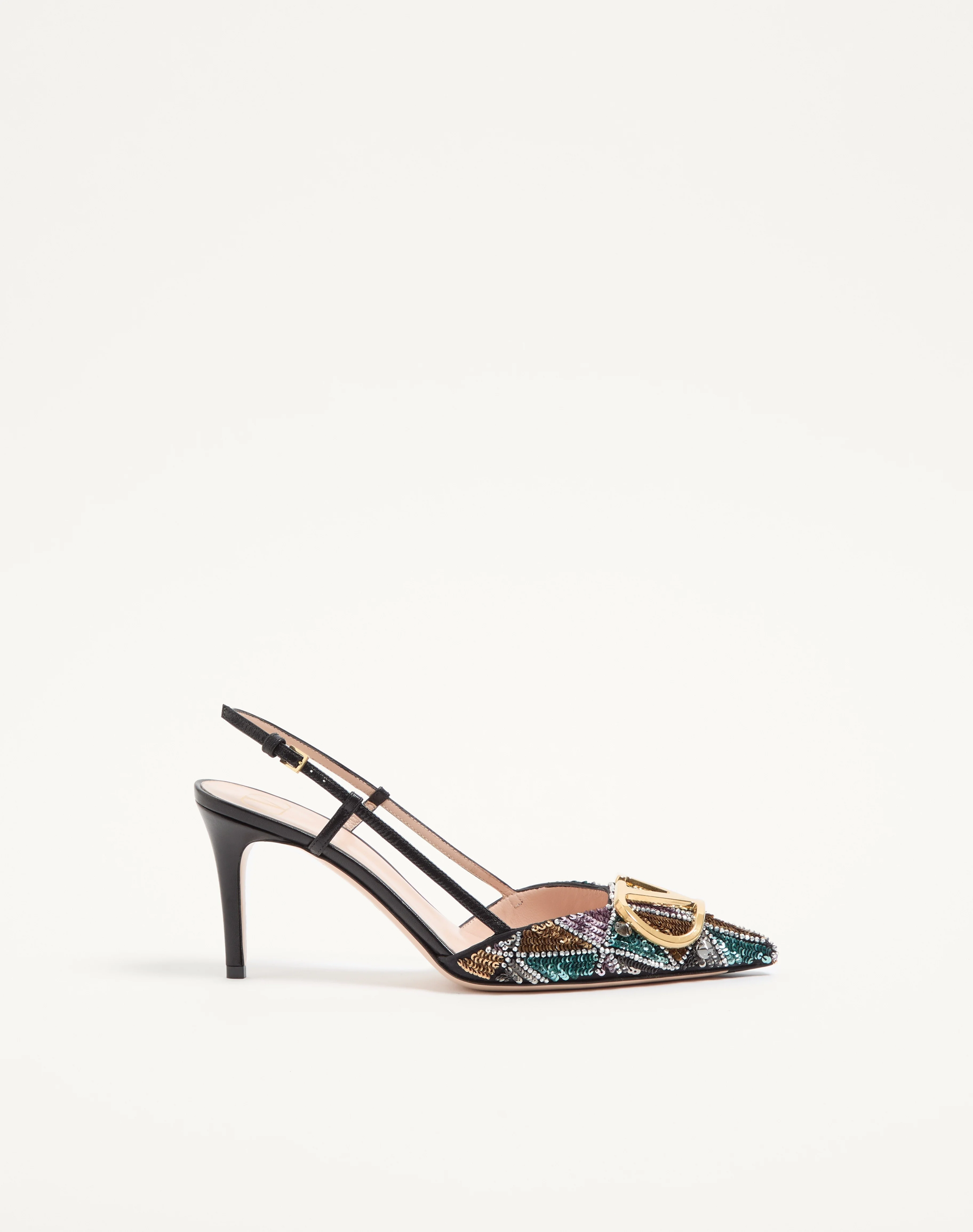 VLOGO SIGNATURE SLINGBACK PUMPS WITH EMBROIDERY 80MM - 1