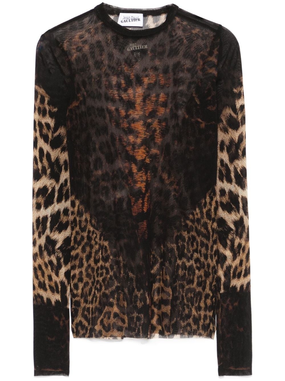 leopard-print mesh top - 1