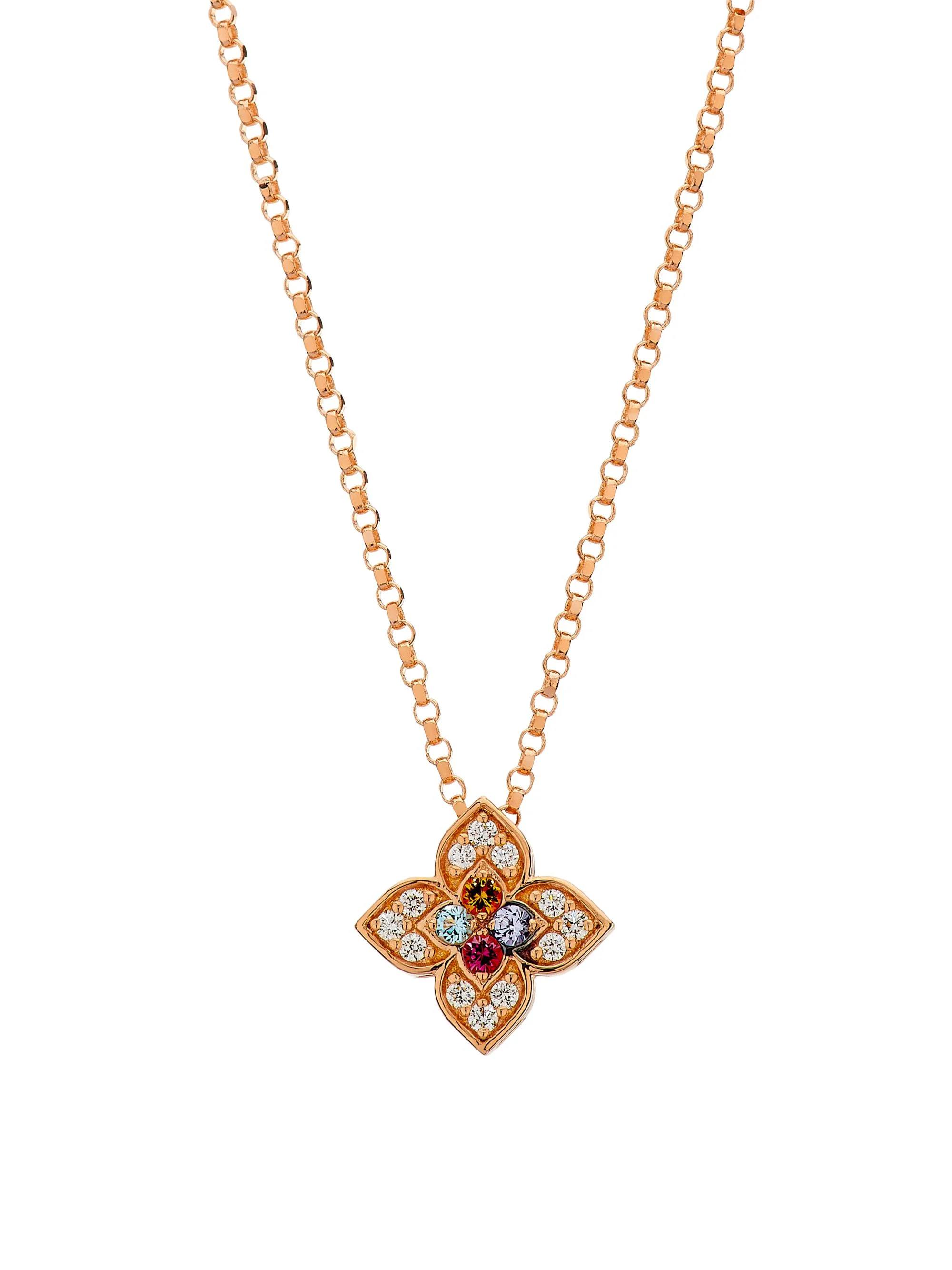 Women's Venetian Princess Carnivale 18K Rose Gold & Multi-Gemstone Flower Pendant Necklace/17" - Ros - 1
