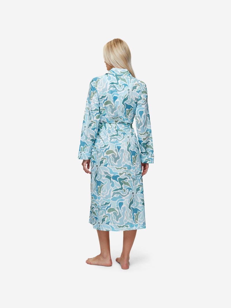 Women's Long Dressing Gown Ledbury 61 Cotton Batiste Green - 7