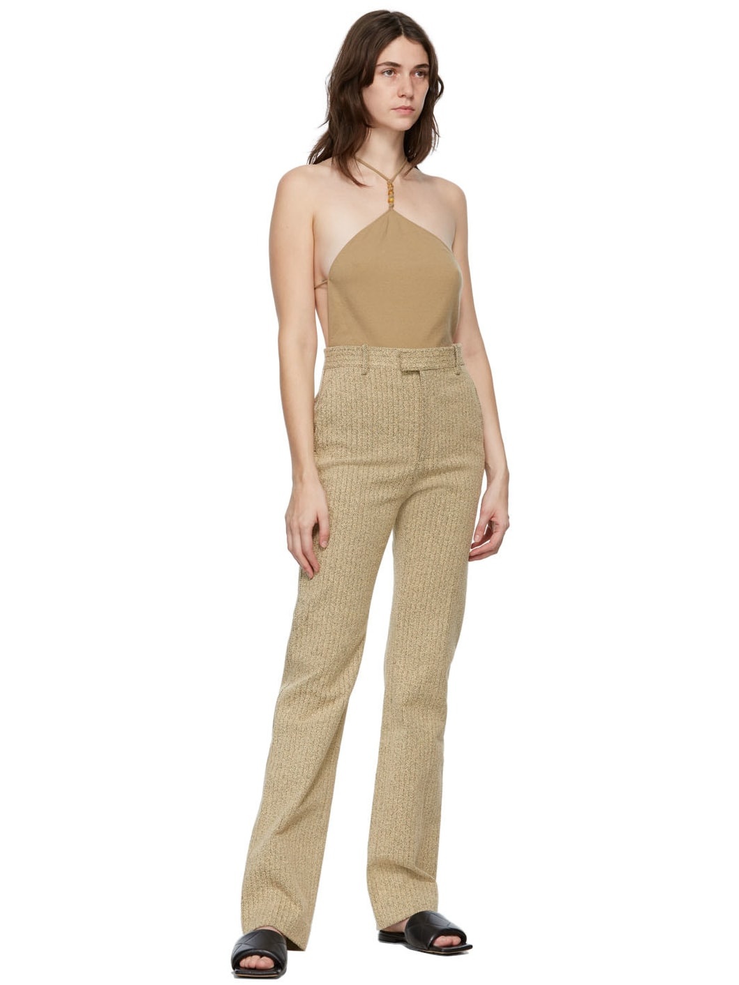 Beige Cashmere Halter Bodysuit - 5
