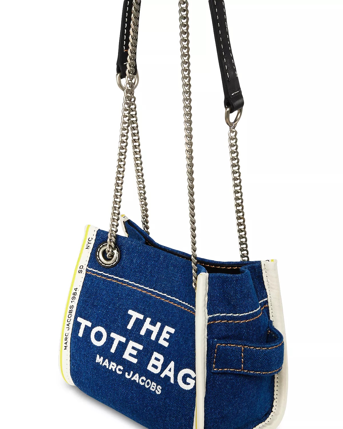 The Denim Chain Crossbody Tote Bag - 6