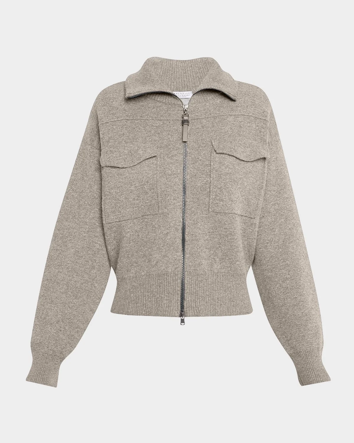 Cashmere Knit Safari Zip Jacket - 1