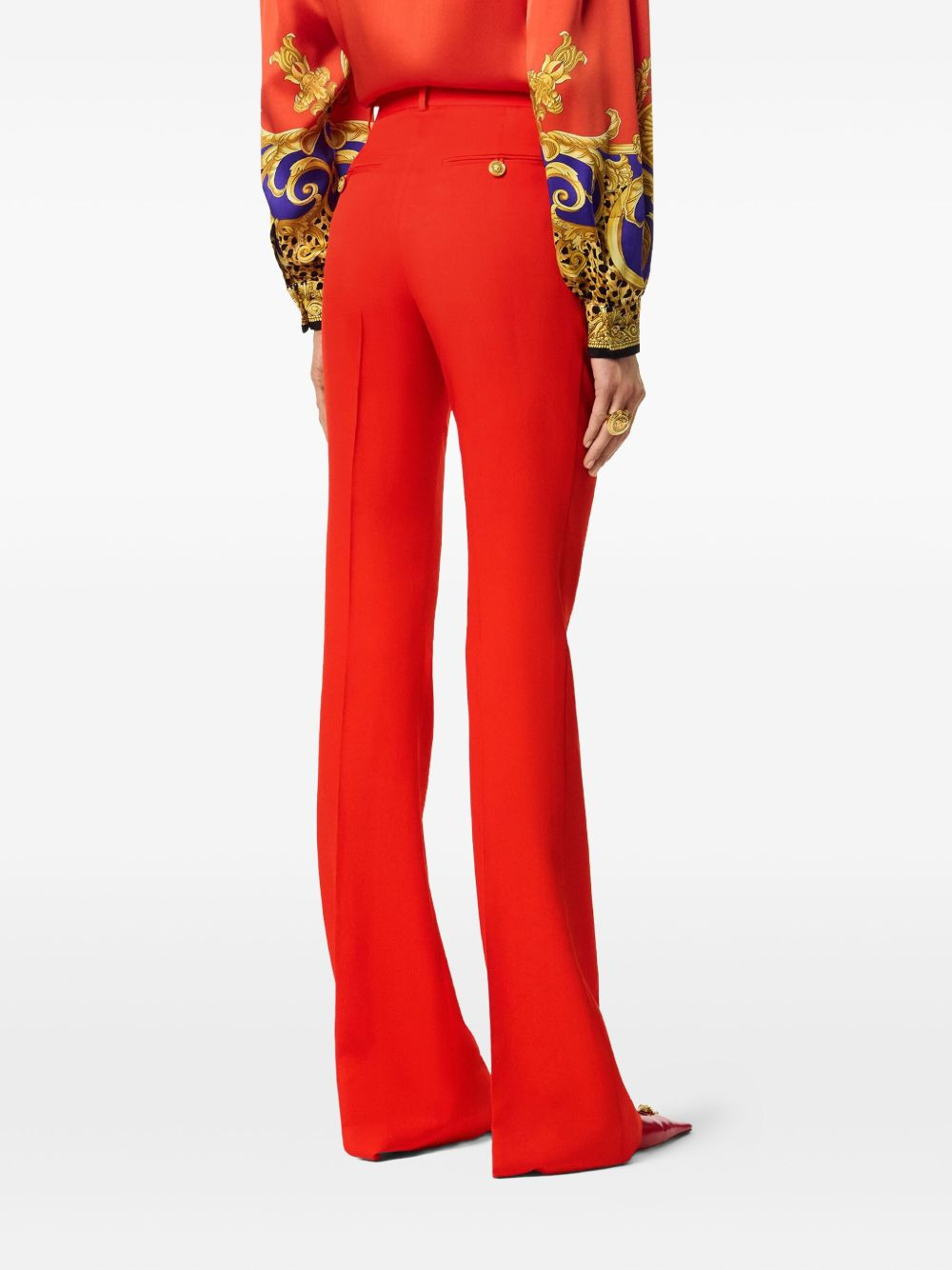 flared wool-blend trousers - 4
