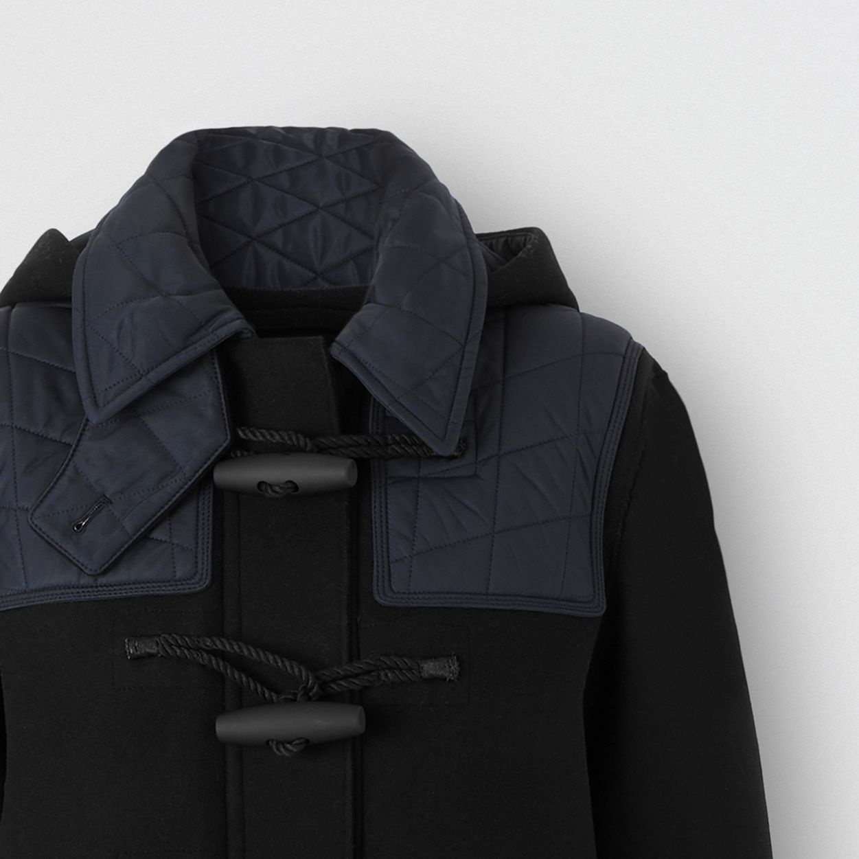 Diamond Quilted Panel Technical Wool Duffle Coat - 3