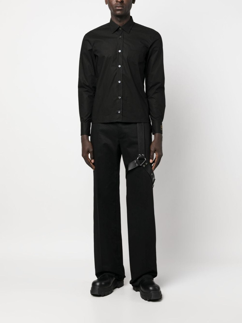 Raf Simons logo-patch long-sleeve cotton shirt outlook