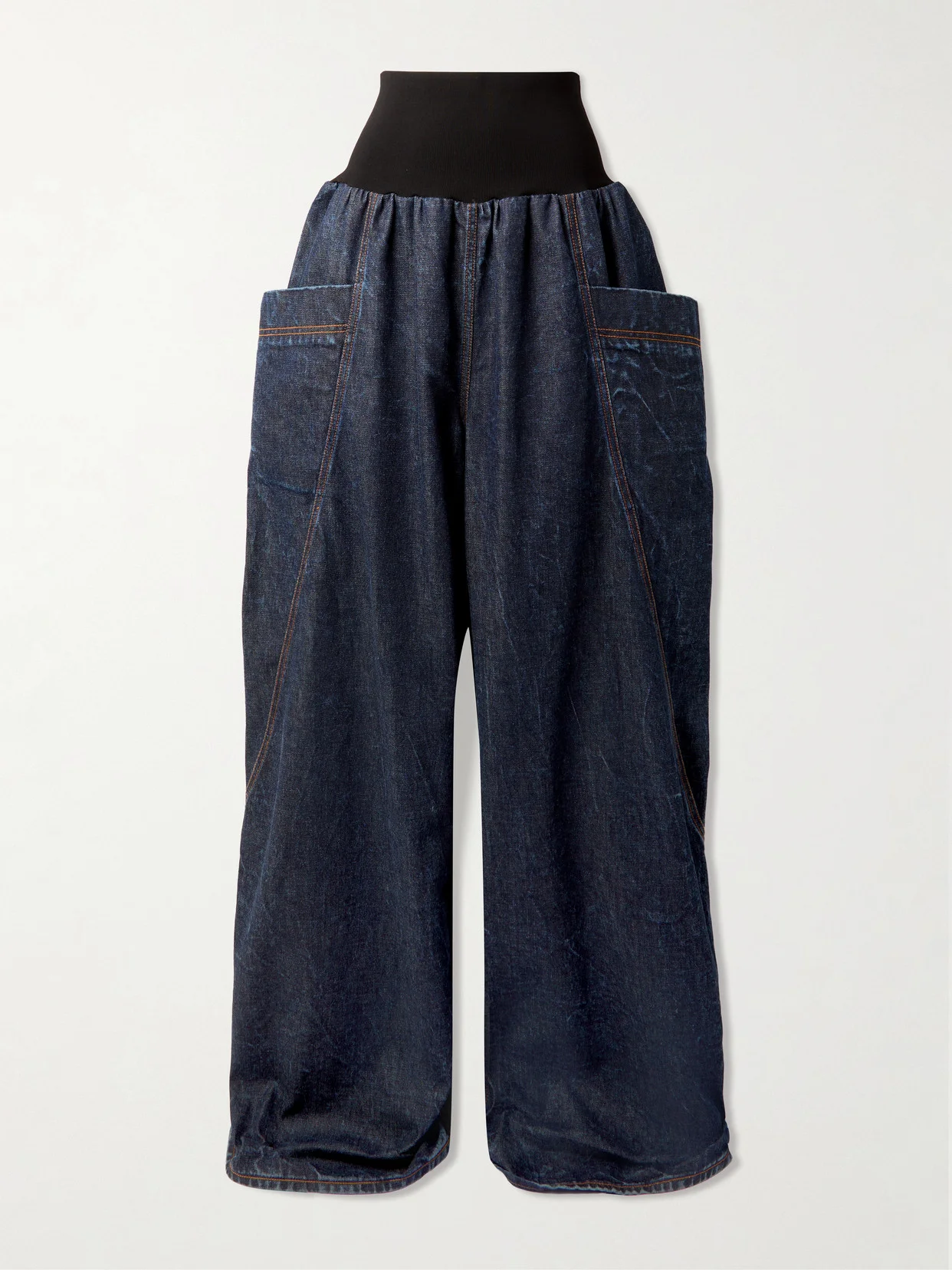 Jersey-trimmed High-rise Wide-leg Jeans - 1