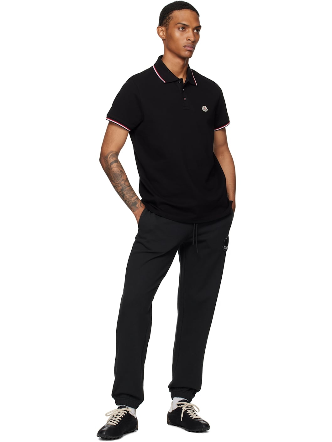 Black Tricolor-Trimmed Cotton Piquet Polo - 4