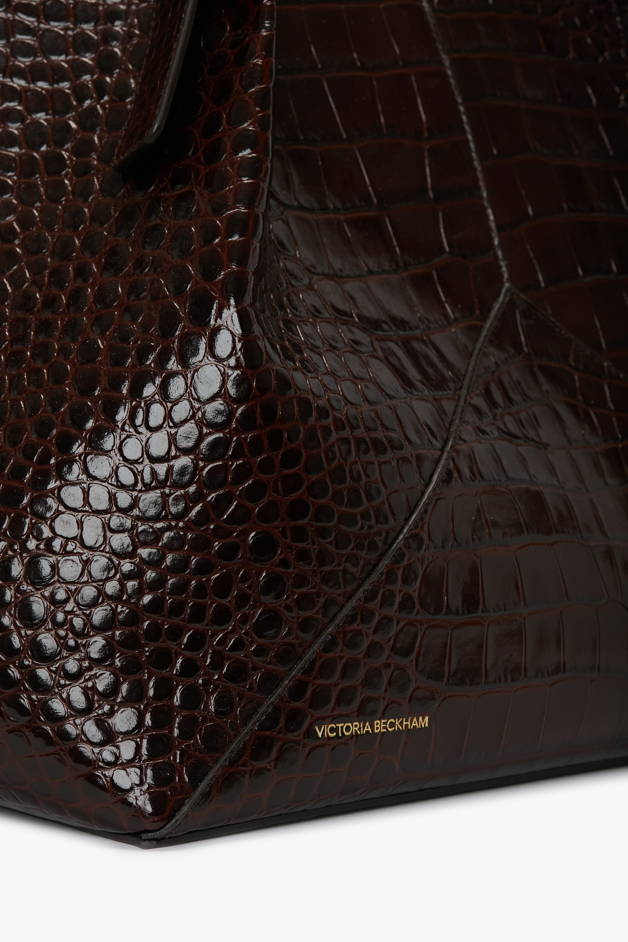 W11 Jumbo Tote In Dark Brown Croc Embossed Leather - 7
