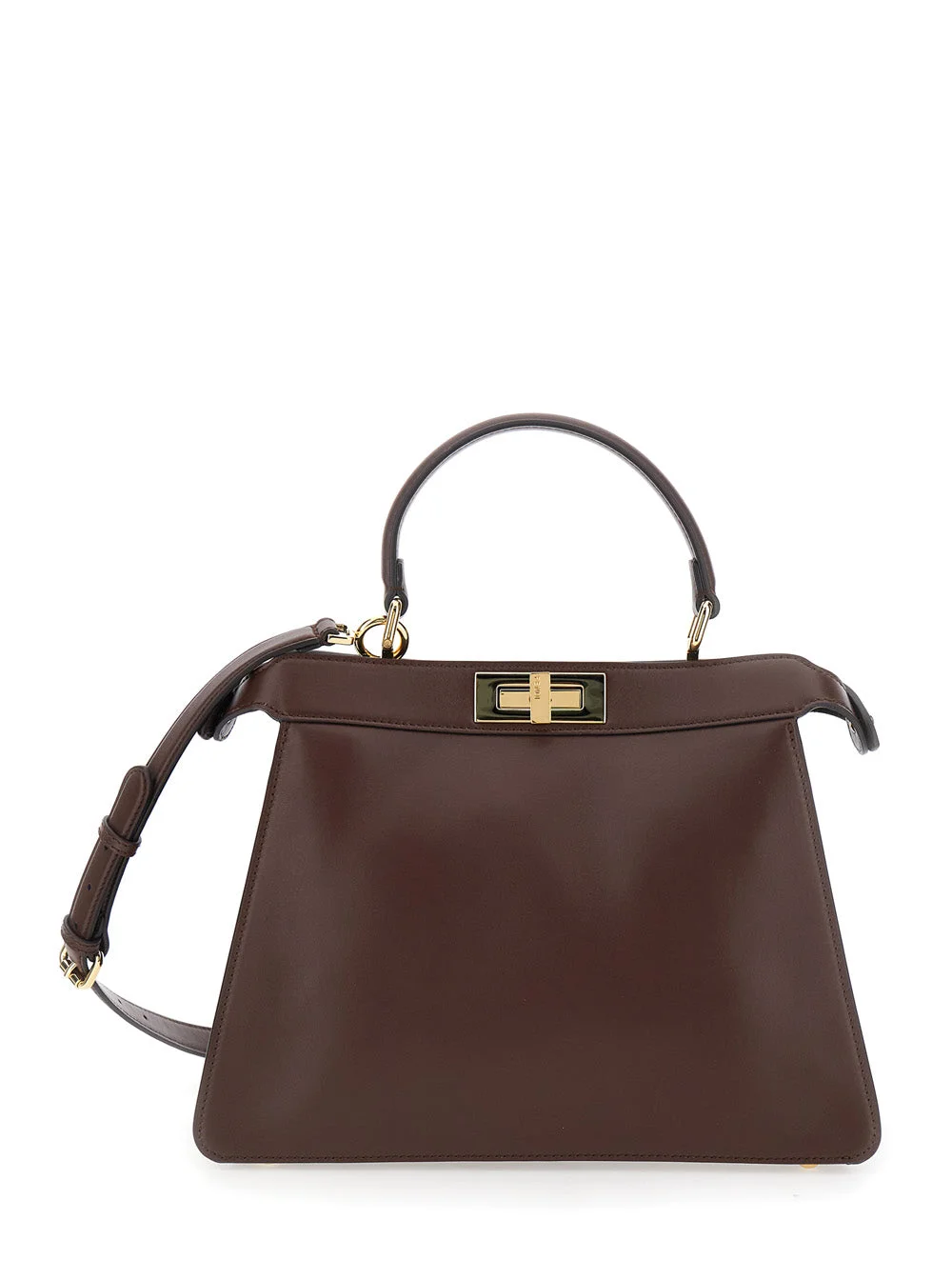 Fendi Women 'Peekaboo I See You' Brown Handbag With Claw Closure And Sequins Embroidery Inside In Le - 1