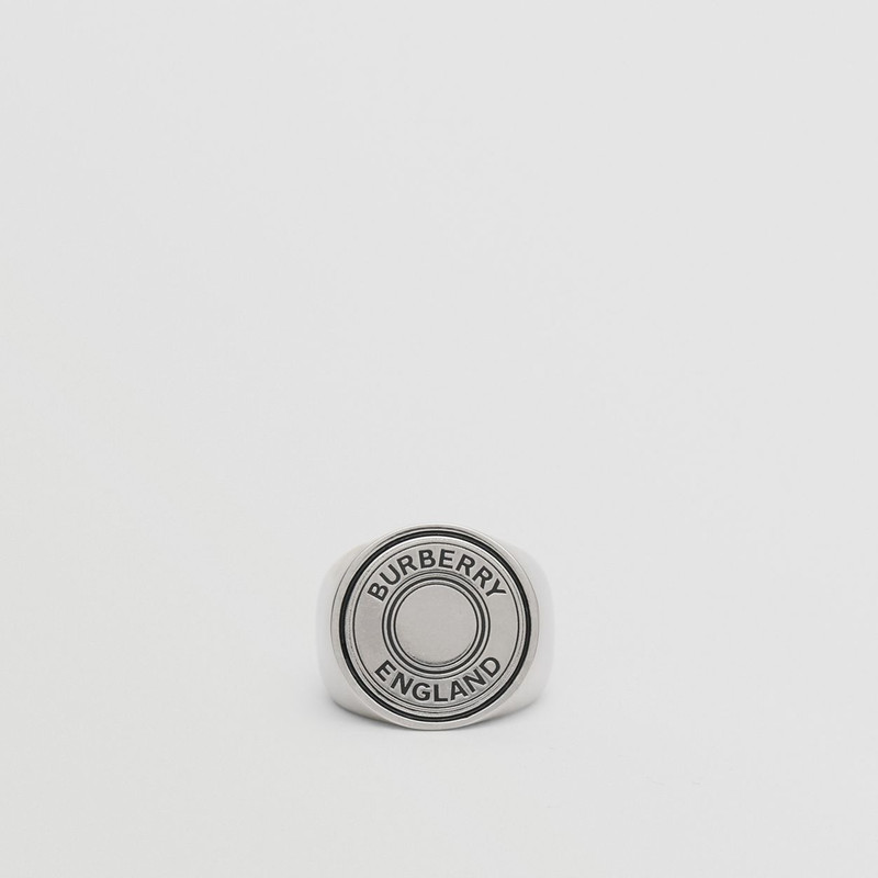 Logo Graphic Palladium-plated Signet Ring 1