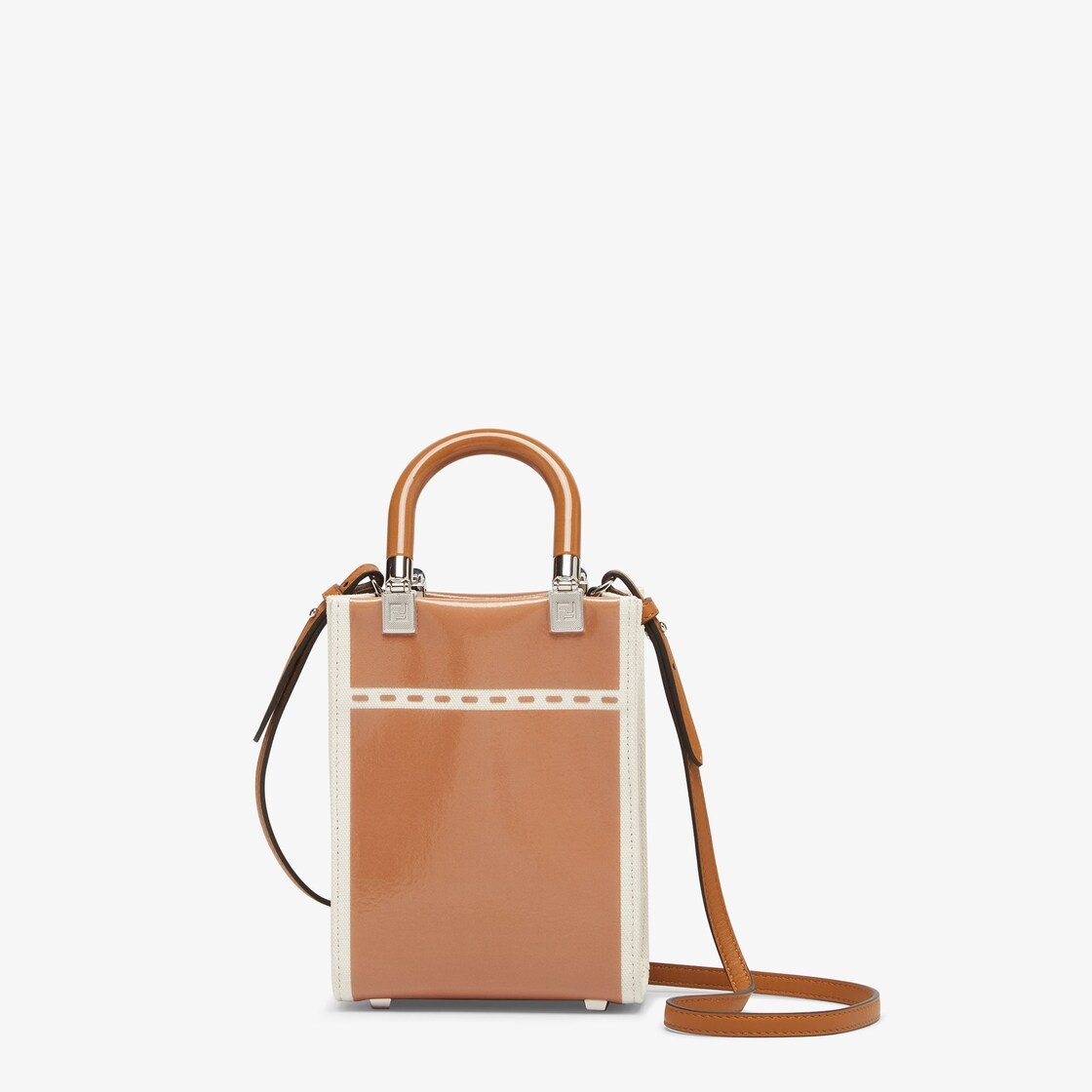 Fendi - Sunshine Shopper Mini Patent Leather Canvas Crossbody Bag