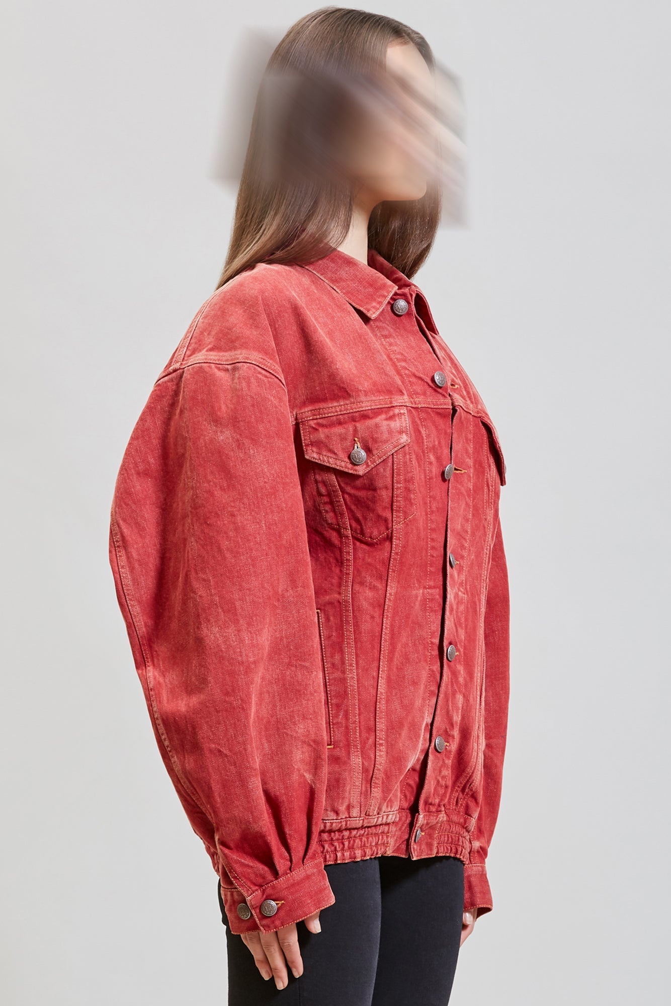 CINCHED WAIST DENIM TRUCKER - VINTAGE RED | R13 - 5