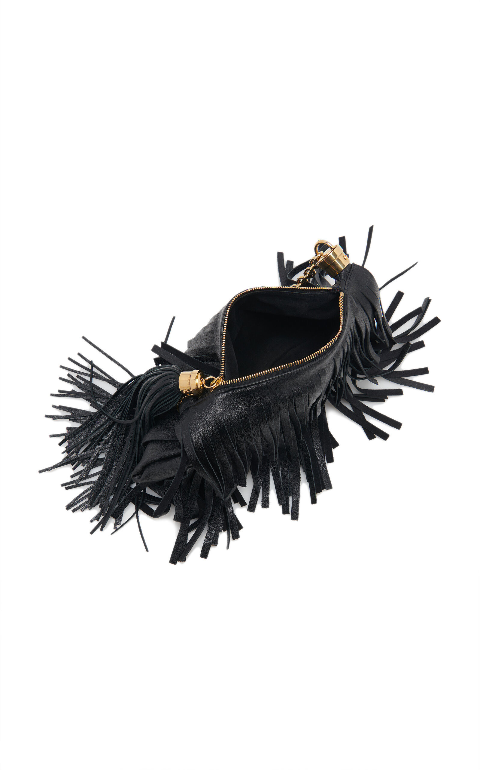 Fringed Leather Foulard Bag black - 5