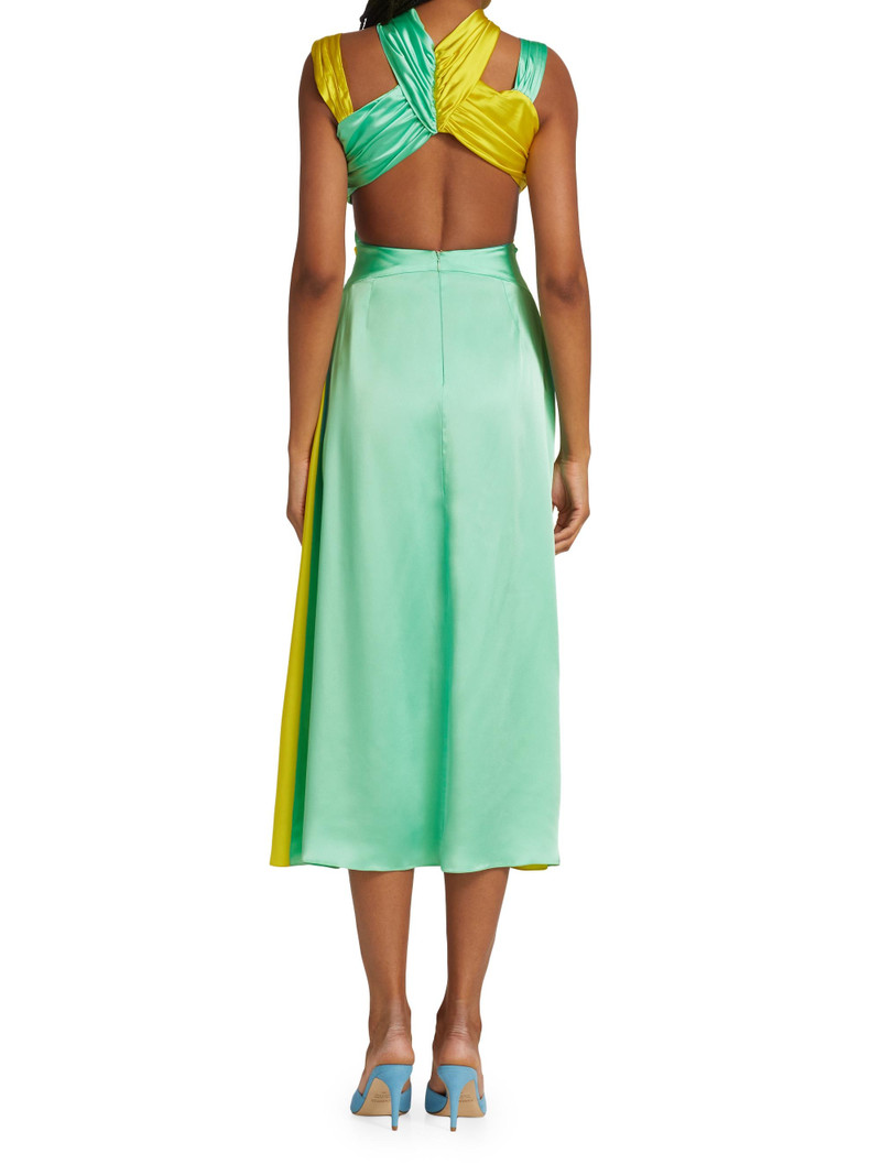 Women's Colorblocked Midi-Dress - Aqua And Lemon 5