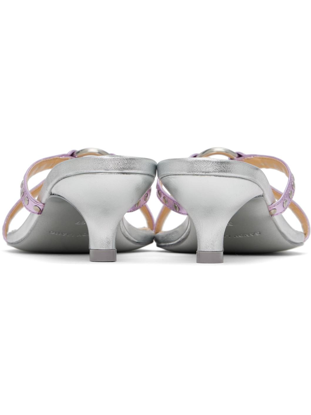 Silver & Pink Spy Kitten Heeled Sandals - 2