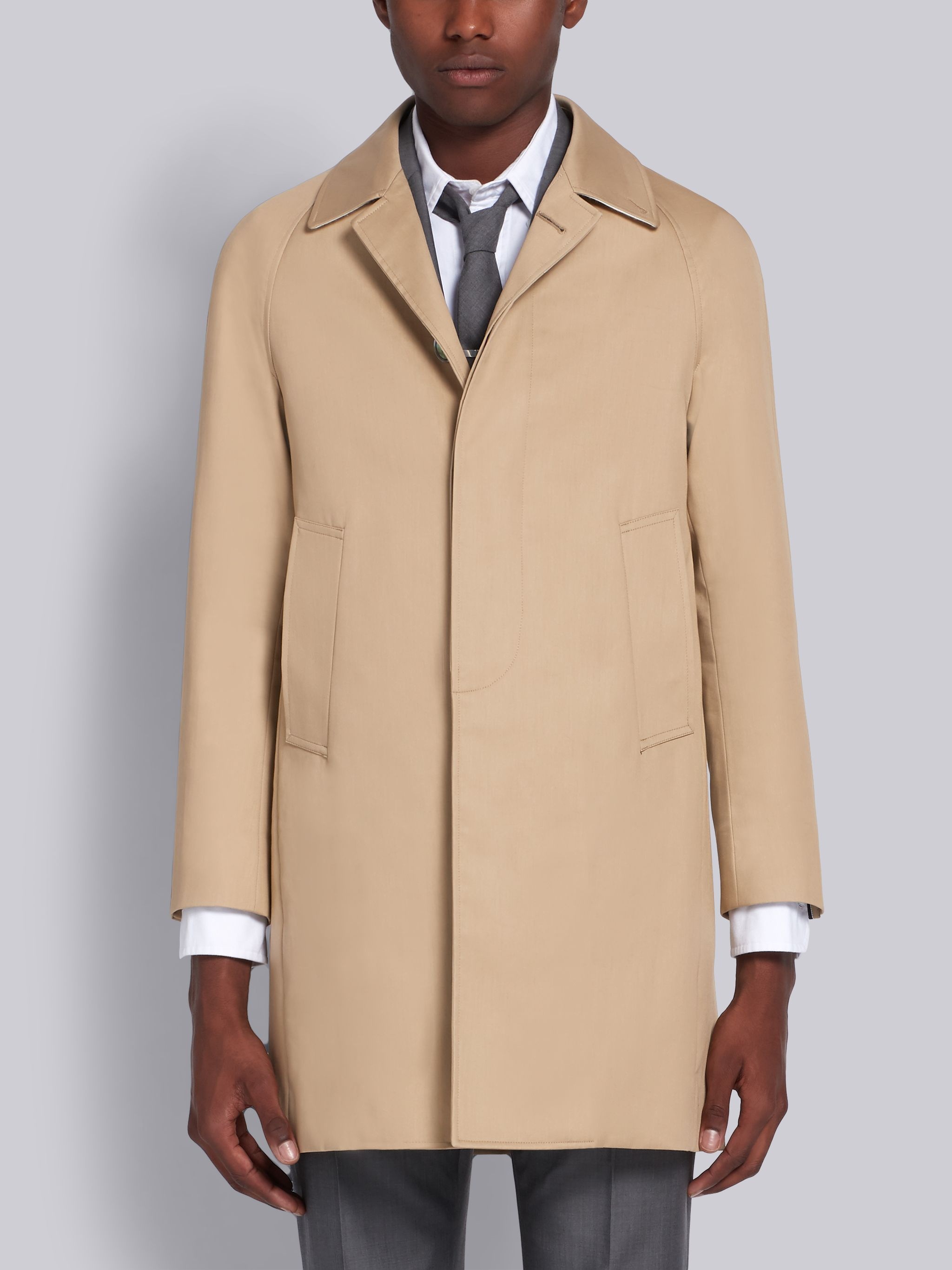 Thom Browne Khaki Mackintosh Raglan Collar Overcoat | REVERSIBLE