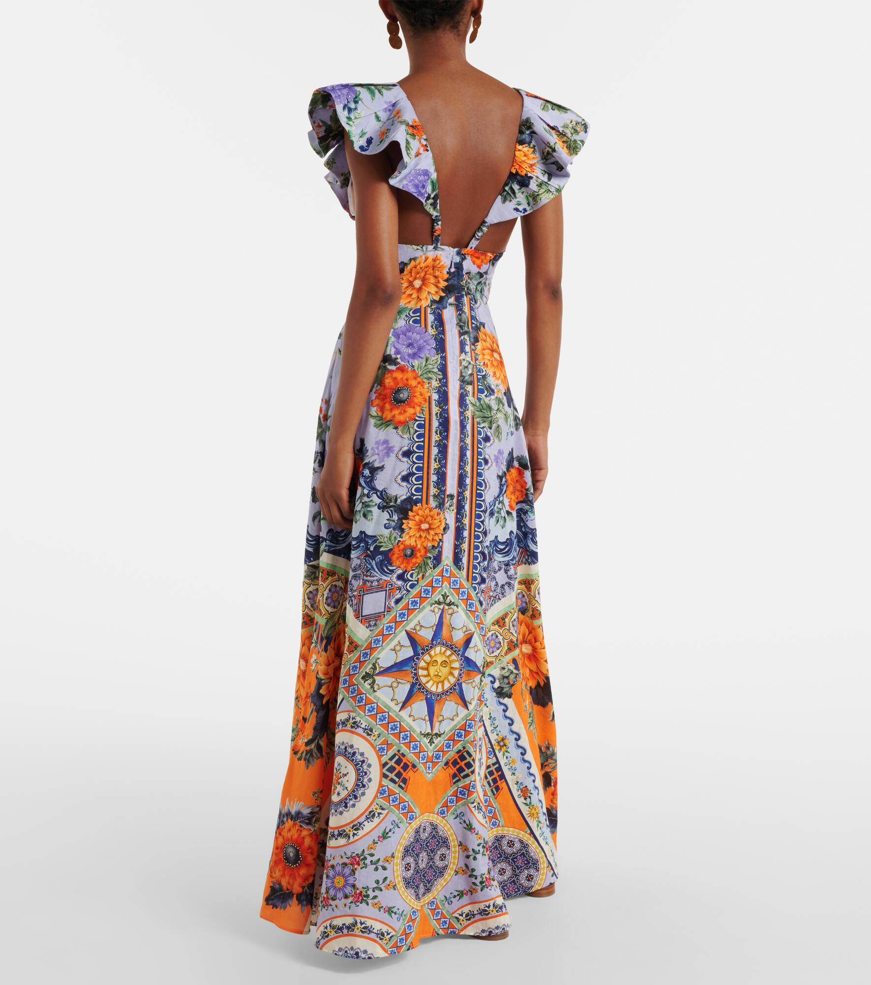Printed linen and silk maxi dress - 3