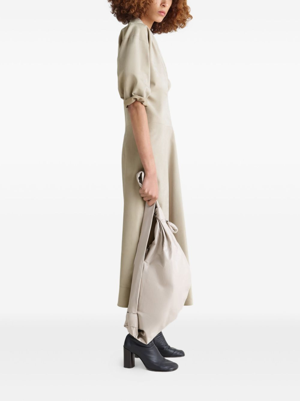 draped V-neck midi dress - 3