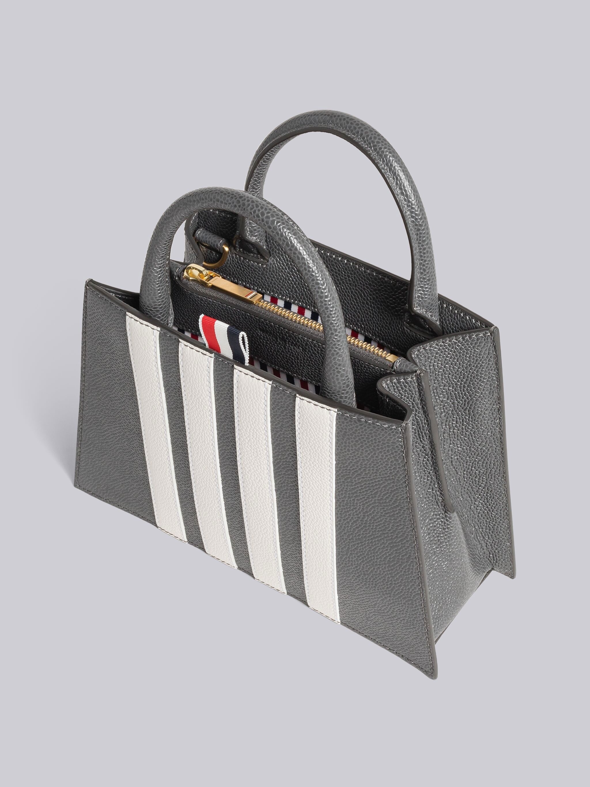 PEBBLE GRAIN LEATHER 4-BAR MINI TRAPEZE TOTE - 5