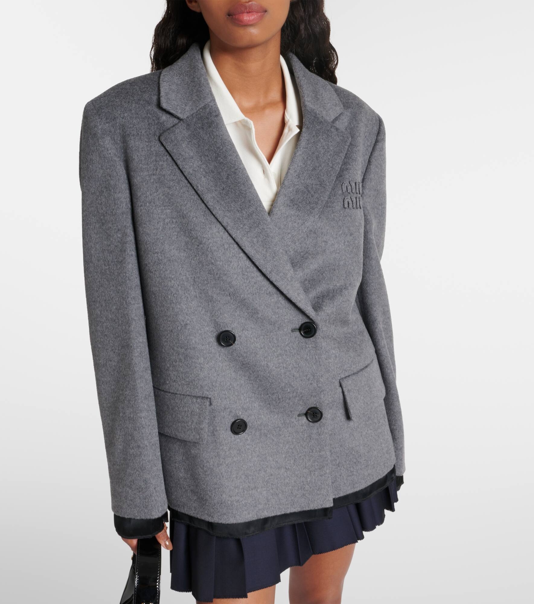 Double-breasted wool and cashmere blazer - 5