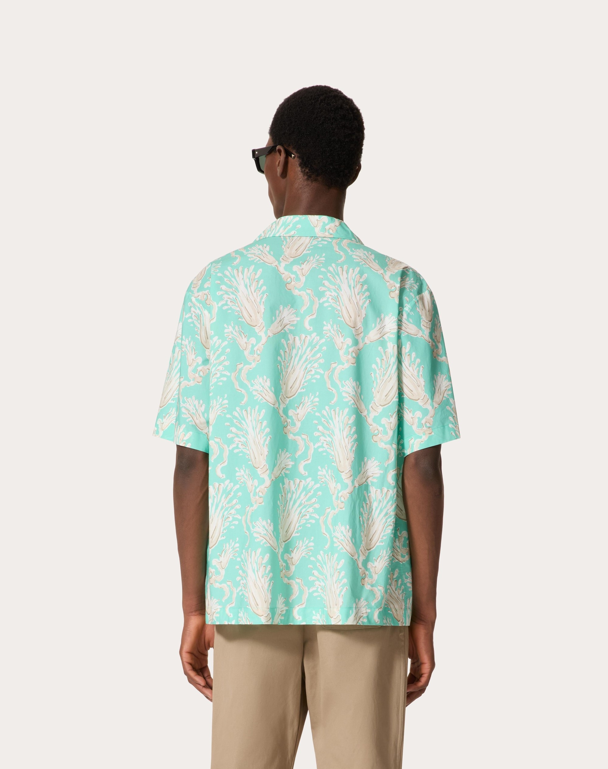 COTTON POPLIN BOWLING SHIRT WITH METAMORPHOS WHEATSHEAF PRINT - 4